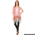 BSB LL Womens Fashion Kimono Open Front Poncho Cover Up Wrap Fringe- Many Styles Red Geometric B01GIM96F8